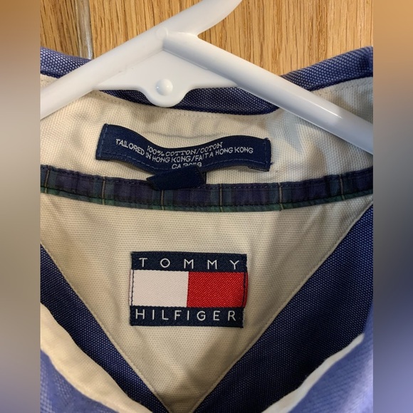 Vintage Tommy Hilfiger Blue Crest Button Down Dress Shirt Men’s Size 16 32-33 - Picture 3 of 5